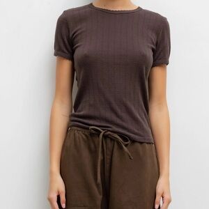 LESET Pointelle Slim Fit Tee
